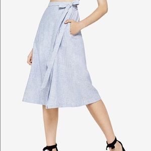 BCBGeneration Candy Stripe Faux-Wrap Midi Skirt